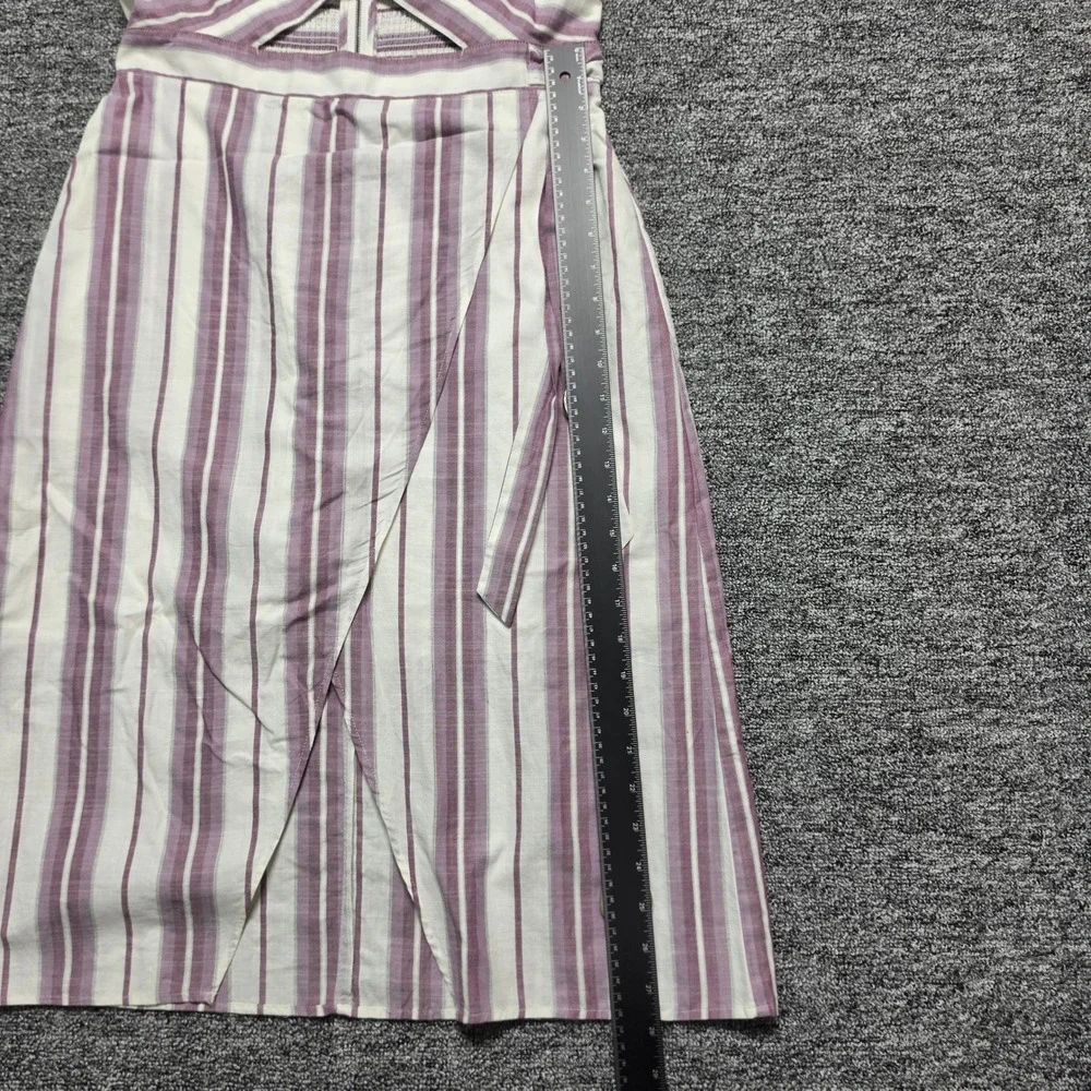 Costal Chic Wrap Skirt Cotton Midi Dress Womens 10 Purple White Express